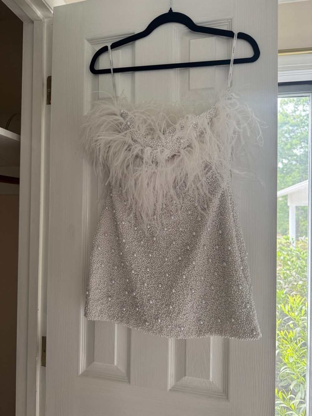 Retrofete pearl and feather dress